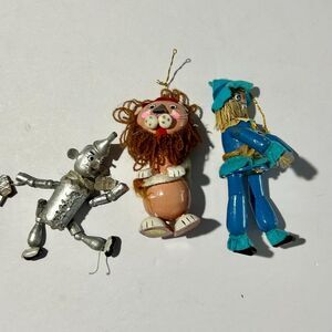 VTG Kurt Adler, Wooden Wizard of Oz 3pc Christmas Ornament Set, Holiday Decor